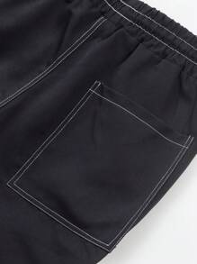 Manfinity Homme Plus Size Men Casual Multi-Pocket Cargo Pants, Daily Wear, Fall - Black - View 5