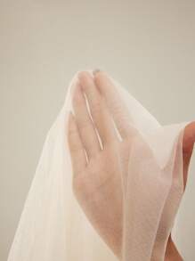 SHEIN Maternity Photoshoot Tulle Maxi Dress With Off Shoulder Design, Maternity Photo Shoot - Apricot - View 8