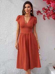 SHEIN Clasi Women Summer Elegant Solid Color Waisted Dress  Summer Dresses For Women