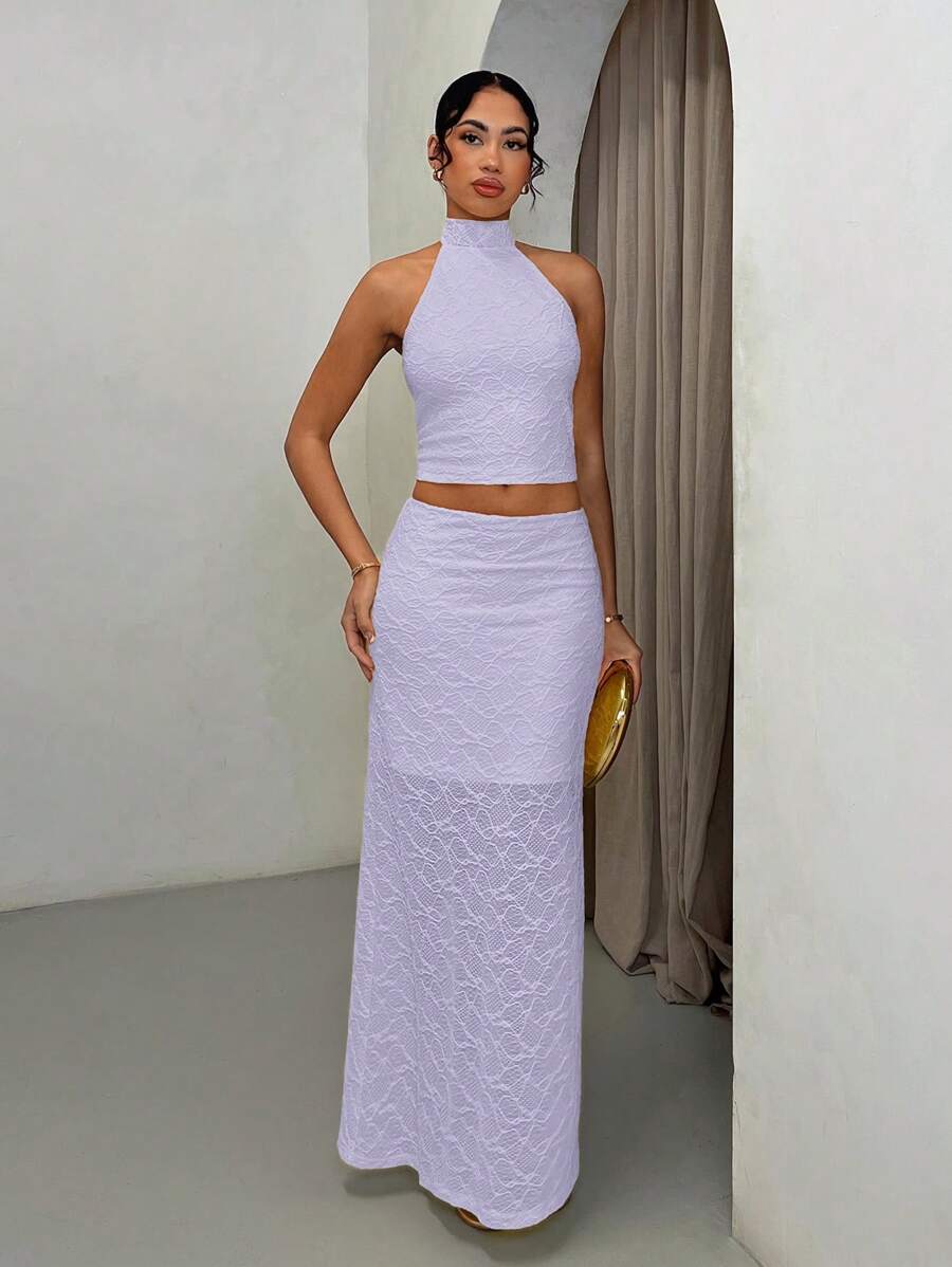 SHEIN BAE Trang phục hai mảnh dành cho phụ nữ mặc hàng ngày - Màu tím hoa cà - Xem 1