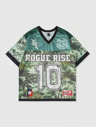 Street Life Maglietta sportiva a maniche corte da uomo con motivo a serpente in jersey, patch in rete, maglia atletica, adatta per Ognissanti