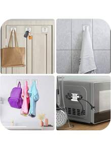 SHEIN Window Curtain Rod Supports Hooks, Universal No-Drill Wall Clip Rods Brackets, Multi-Purpose Bathroom Kitchen Hotel Hanger, No Installation Clothing Rod Holder, Fit 1-2cm Dia Curtain Rod, Suitable For Home Bathroom Kitchen - Multicolor - View 4