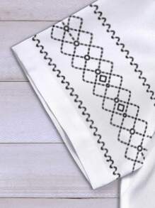 Manfinity RSRT 男士休闲几何印花短袖衬衫和短裤套装，夏季 - 彩色 - 查看 5