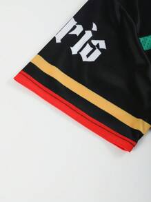 Aesthetic Post--Men's Casual Versatile V-Neck Short Sleeve T-Shirt With Numeric Print - Black - View 4