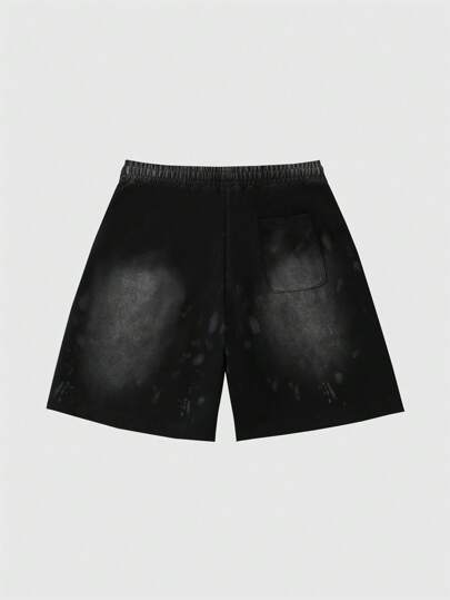 Street Life Pantalones cortos casuales de hombre con estampado de letras y números desgastados