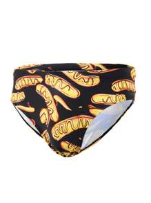 Manfinity KASUA Men's Hot Dog Graphic Drawstring Waist Triangle Swimming Trunks