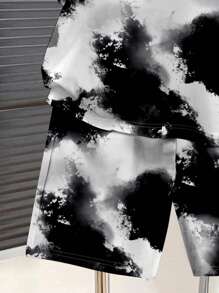 SHEIN 2pcs/Set Teenage Boys Casual Simplistic Tie Dye Retro Print Short Sleeve Crew Neck Outfit, Summer