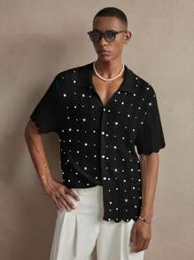 Men's Knit Pullover Top, Fashionable For Summer - Black - View 3