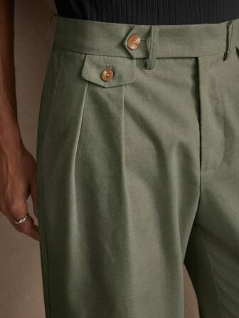 AKNOTIC Business Casual Men's Loose Fit Long Linen Blend Casual Pants, Suitable For Daily Wear, School