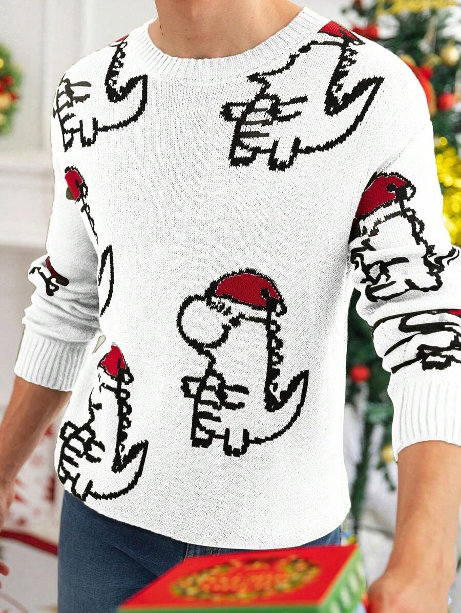 Manfinity Hypemode Maglione girocollo da uomo a maniche lunghe, design semplice con dettagli grafici, casual