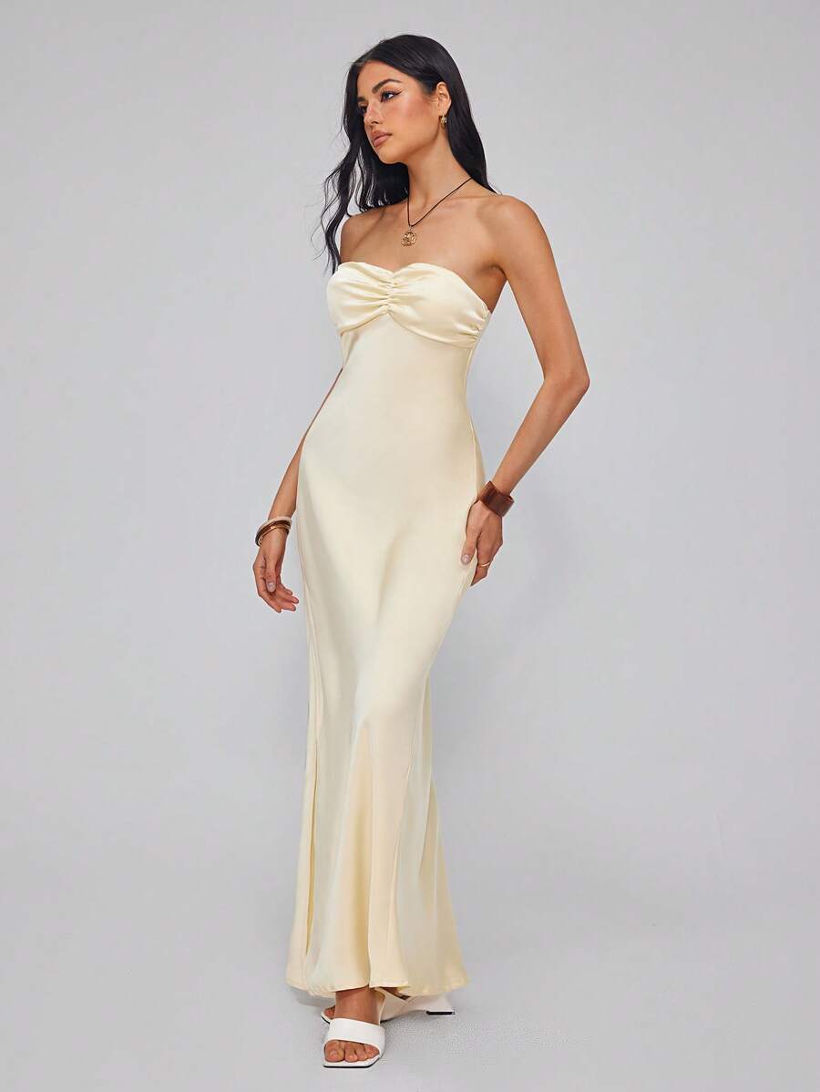 Roylia Women Simple Solid Color Maxi Dress, Fashionable For Summer