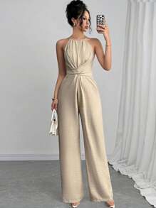 Firerie Mono sin mangas de un solo color con diseño cruzado para mujer, atuendo elegante para festivales, fiestas, festivales de música, temporada de graduación, playa, vacaciones y uso diario