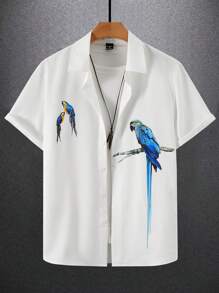 Manfinity Homme Loose Fit Men Floral & Letter Print Shirt - White - View 7