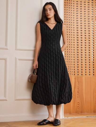 Dazy-Less Women Casual Business Dress, Textured Lace Flared Midi Dress For Wedding, Party Work Women Clothes,Dress For Wedding