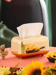 SHEIN 北欧风格创意电镀极具吸引力的简约优雅纸巾盒，家居用品，餐桌，家居装饰，家居整理和储存，房间装饰，卧室房间装饰，厨房配件，厨房用具，厨房整理器，旅行，度假 - 金色 - 查看 3
