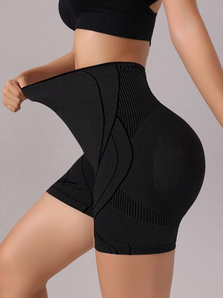 Easithlete Seamless High Stretch Yoga Fitness Athletic Shorts - Black - View 1