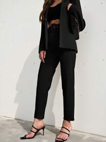 Aveloria Modichic 纯色系带锥形裤 - 黑色 - 查看 2