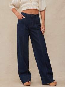 WESTFADE Mid Rise Contrast Thread Country Western Cowgirl Straight Leg Denim Jeans For Summer Women