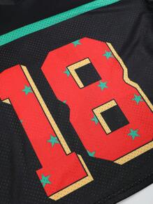 Aesthetic Post--Men's Casual Versatile V-Neck Short Sleeve T-Shirt With Numeric Print - Black - View 7