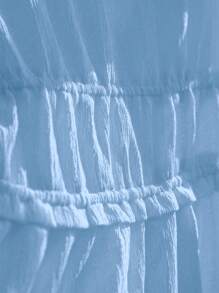 Elamini Chemise décontractée pour femme avec détail de cordon coulissant en couleur unie - Bleu azur - Voir 4