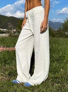 SHEIN EZwear Women's Casual Versatile Solid Color Wide Leg Pants