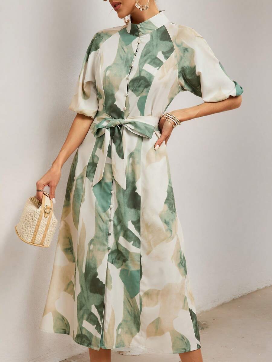 Aveloria Modichic Ladies' Printed Lantern Sleeve Dress Vacation Outfits Woman 