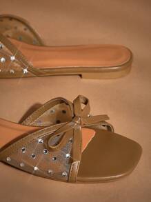 SHUZIA Giày Sandal Đế Bằng Lưới Thoáng Khí Thoải Mái Cho Nữ - Màu be - Xem 7