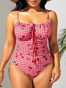 Swim Mod Plus Size One-Piece Swimsuit, Stylish For Summer