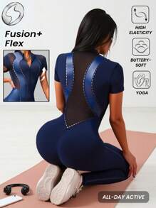 Innovista Traje de una pieza para ejercicio con ajuste esculpido, alta elasticidad para gimnasio, mono deportivo de Body, de manga corta