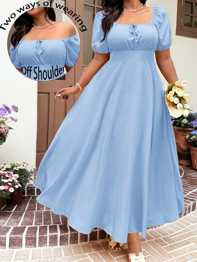 Solflare 大码女式黄色短袖休闲系带前腰收腰优雅度假装女士休闲婚礼宾客连衣裙，春夏，太阳裙