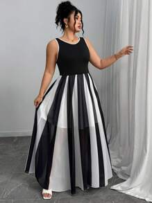 Elenzga Plus Size Sleeveless Casual Summer Dress - Black - View 4