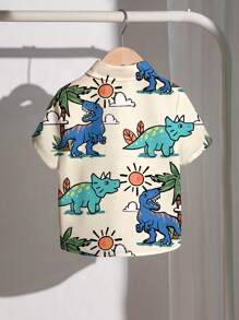 SHEIN Baby Boy Casual Minimalist Cartoon Pattern Comfortable Shirt, Suitable For Spring/Summer - Multicolor - View 2