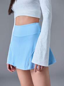 Menodora SHEIN Sport Movishi High Stretch Casual Sports Skort, Fashion Suitable For Summer,Built-In Shorts,Summer Skort - Light Wash - View 4