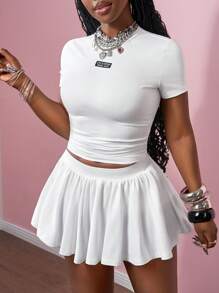 Slaydiva Women Two Pieces Outfits For Daily Wear - White - View 4