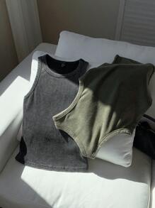 Comfortcana 2pcs/ Set Tight-Fitting Snow Flake Knit Tank Top & Vests