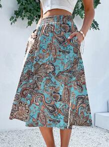 Breezaya Paisley Print Casual Holiday Skirt - Multicolor - View 5
