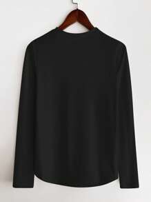 SHEIN LUNE Romantic Paris Spring/Summer Series Digital Print Casual Comfortable Versatile Fashionable Women Long Sleeve T-Shirt Fall Cloth For Women - Black - View 2