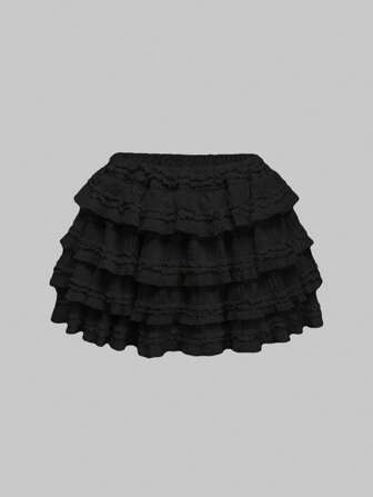 Kawaii تنورة ميني ذات طبقات للخصر مصنوعة من قماش ذو قوام ملمس كريمي أصفر، مناسبة لمختلف المناسبات للنساء