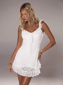 TRNVIE Lace Sexy Backless Romper, Minimalist Design, Suitable For Spring And Summer - White - View 7