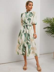 Aveloria Modichic Ladies' Printed Lantern Sleeve Dress Vacation Outfits Woman 