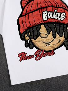 PAVTROS Manfinity Streetrush Men Cartoon Print Short Sleeve T-Shirt And Shorts Set - Multicolor - View 4