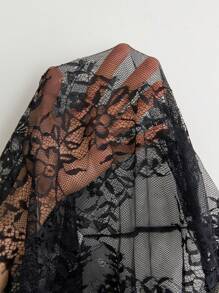 SHEIN Unity Black Floral Lace Sexy Bandeau Top - Black - View 3