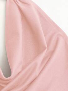 Sweetra Black Plunging Neck Halter Backless Tie Up Sleeveless Sexy Bodycon Mini Dress