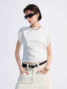 LYSMO Top asimmetrico intrecciato in stile estivo per donne
