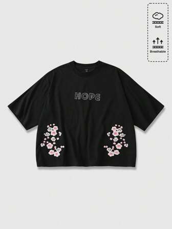T-shirt ample décontracté d'été pour hommes avec une broderie florale