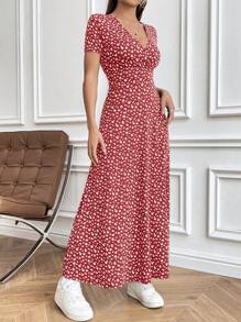 Flirla 小花印花束腰长裙女装