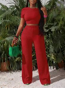 Slaydiva Women Two Pieces Outfits For Daily Wear - Red - View 3