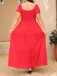 SHEIN Clasi Abito casual a linea A con arricciature frontali, elegante e semplice, adatto per feste, matrimoni e uso quotidiano, taglia comoda, tinta unita