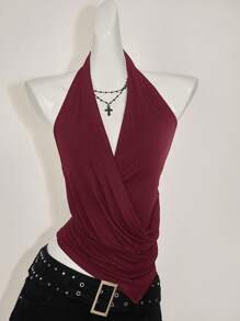 SHEIN ICON 女式不对称下摆立领无袖背心