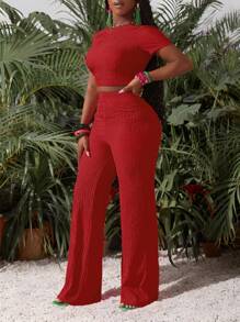Slaydiva Women Two Pieces Outfits For Daily Wear - Red - View 7